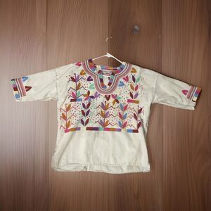 MILPA WOMEN OAXACAN FRIDA HANDMADE EMBROIDERED MEXICAN BLOUSE IVORY MEDIUM